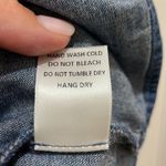 Miou Muse Denim Ruffle Neck Button Down Back Sleeveless Top Photo 5