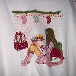 Jane & Bleecker  Pink & White Fleece Stripes Snowflakes Christmas Pajamas Large Photo 4