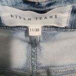 Risen Camille Acid Wash Crop Distressed High Rise Straight Jeans Size 11/30 Blue Photo 4