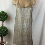 Bishop and Young  Gold & Silver Striped Metallic Sleeveless Mini Slip Dress S Photo 0