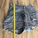 Distressed Denim Ruffle Skort High Waist Button Front Women’s W28 Y2K Mini Blue Photo 3