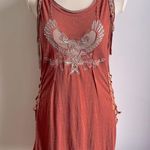 NWT Mur Mur Tank Dress Embroidery Bird Rhinestone Y2K Corset Cinch Grunge Medium Orange Photo 0
