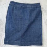 Coldwater Creek  Denim Jean Skirt Blue Size P8 Pencil Dark Wash Knee‎ Stretch Photo 0