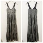DKNY NEW NWT  Sleeveless Foil Plissé Maxi Dress Silver Metallic Cocktail Size XS Photo 2