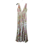 Dennis Basso  Metallic Floral Plunge Gown Maxi Dress Formal Runway Evening Sz S Photo 2