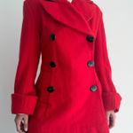Newport News Vintage Pea Coat Womens 6 Red Wool Blend Double Breasted Quiet Luxury Elegant Photo 0