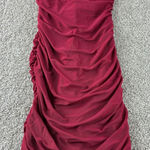 Oh Polly ‎ Dark Red Ruched Bodycon Mini Dress Sleeveless Homecoming Party US 2 Photo 0