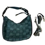 NWOT Teal Blue Faux Leather Convertible Crossbody Shoulder Bag Braided Boho Photo 0