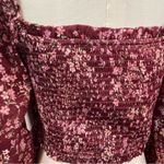 Altar'd State Altar’d State Vaella Smocked Floral Top in Burgundy Long Sleeve Cropped medium Photo 6