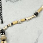 Chico's  Cream Wood Beaded Y Drop Pendant Necklace Boho Statement ✨ Photo 6