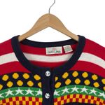 Carroll Reed Women's M Nautical Knit Cardigan Button Up Cotton Colorful 90's Black Size M Photo 2