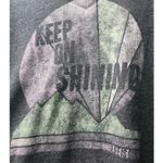 Life is Good Graphic Tee Long Sleeve V-Neck Keep Shining Top Gray Photo 2