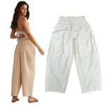 Anthropologie  Maeve Pants‎ Cream  Barrel Utility Wide leg Neutral sz. 4 EUC Photo 3