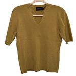 Dana Buchman  Gold Tan Wool V Neck Ribbed Short Sleeve Sweater Photo 0