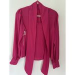 Worthington  XS Fuchsia Pink Womans Dress Tie Back Blouse Top Photo 3