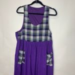 Cottagecore Purple Plaid Babydoll Dress Sz Medium Photo 3