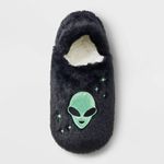 Alien nwt Glitter Embroidered Faux Fur Slipper Socks with Grippers M/L 8 Photo 2