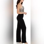 Dress the Population NEW Fernanda Sequin Top Black and sliver Jumpsuit SZ S Photo 2