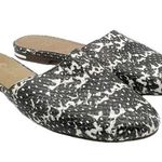 Yosi Samra Parker Mules Gray Snake Embossed Leather Open Back Flats Size 7 Black Photo 5