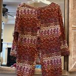 Envy  Sweater Button Slit Back Womens Large Burgundy Tan Lightweight Photo 11