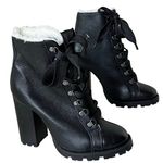 Schutz  Zhara Winter Bootie Womens 8.5 Black Lace Up Chunky Combat Boots Urban Photo 3