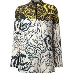 ETRO Silk Floral Print Blouse Size 10 Yellow Photo 2
