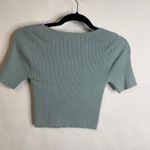 Forever 21 Pale Sage Green Cropped Ribbed Short Sleeve Sweater Sz Small Photo 5