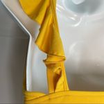 SheIn Plunging Ruffle Trim Crop Top Marigold Mustard Yellow S/M Photo 8