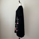 ASOS Black Embroidered Short Sleeves High-Low Hem T-Shirt Dress Photo 4