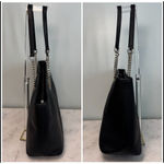 Michael Kors Jet Set Travel Tote Bag Black Saffiano Leather Silver Photo 3