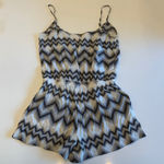 Parker  Harrison 100% Silk Chiffon Abstract Chevron Print Pattern Jumper Romper Photo 3