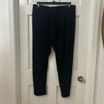 Eileen Fisher  Sz L Black Ribbed Knit Straight Leg Pants Pockets Capsule Classic Photo 1