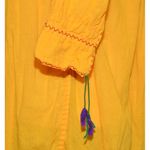 None Handmade Yellow Rococo Embroidered Floral Mexican Blouse Tunic Top Size S Photo 6