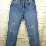 Vince Selvedge Jeans Womens 28 Blue Union Slouch Distressed Ankle Button Fly Photo 0