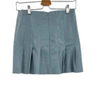 Aureum Sky Blue Vegan Leather Pleated Skirt Size Small Photo 4