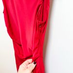 Abercrombie & Fitch wedding guest dress high neck ruched side slit midi red M Photo 7