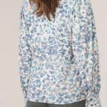 Democracy Long Cuffed Sleeve V-Neck Abstract Teal Multi Printed Knit Top XL Photo 1