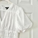Saks 5th Avenue Saks Fifth Avenue White Tiered Gathered Cotton Midi Puff Sleeve Dress Medium Photo 5
