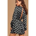 Lulus  Women’s Polka Dots‎ Satin Ruffled Romper Elegant Glam Cocktail Size Small Photo 3
