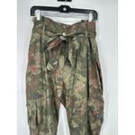 Madeline Womens Floral Camo Cargo Pants Boho Belted Tropical Crop 14P Petite Green Photo 2