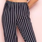 Brandy Melville Navy Blue And White Striped Flowy Pants Photo 0