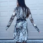 Boston Proper Y2K Vintage Snakeskin Mesh Mock Neck Long Sleeve Mini Dress Large Photo 2