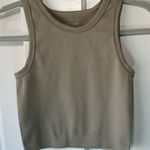 Love Life Essentials Ribbed Tank Top XS/S Beige Crop Sleeveless Casual Tan Photo 0