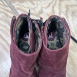 Fly London  Yebi Suede Bootie Burgundy EU 38 US 7 - 7.5 Tie-Back Wedge Ankle Boot Photo 3