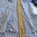 ZARA  Embroidered Button-down Pin-striped Shirt size‎ Large Blue White Photo 5