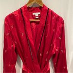Morgan Taylor Vintage 90’s-Y2K red silky velvet trim floral embroidered robe  Photo 7