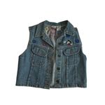  Store Vintage Peace Love Disney Denim Vest Size Medium Photo 6