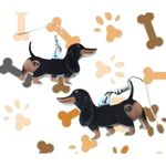 Dachshund Earrings New Dangle Hooks Double Sided Black Tan Weenie Dog Ge… Photo 4