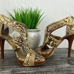 Stuart Weitzman Python Snake Print Cage Stud Heel Shoes 7.5 Photo 0