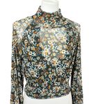 Free People Boho Style Green Floral sheer cropped top with tank size XS Photo 3